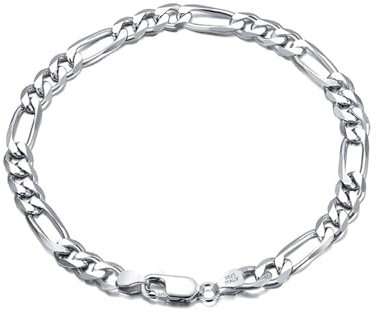 KnSam Armbänder 925 Silber, Klassiker 5MM Figarokette Freundschafts Armband Armreif 925 Sterling Silber, Gliederarmband Vintage Silber, 20CM