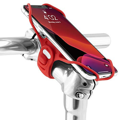 Bone Bike Tie Pro 3, Support Téléphone Vélo pour Potence, Porte Smartphone Universel 5,8–7,2, Support iPhone Vélo Antidérapant Antichoc, Support Portable Vélo en Silicone – Rouge