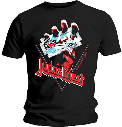 Rock Off officially licensed products Judas Priest British Steel Hand Triangle Officiel T-Shirt Hommes Unisexe (XX-Large)