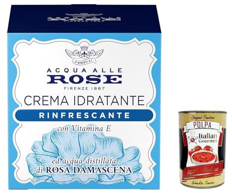 Acqua All Rose Crème Viso Idratante Rinfrescante à l'eau distillée de rose de Damas Convient pour peaux normales ou mixtes 50 ml + Italian Gourmet Polpa 400 g