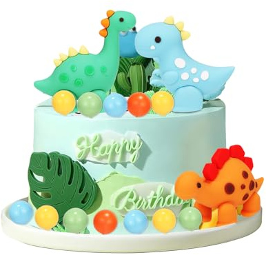 23 Stück Dino Tortendeko, Dino Kuchendeko, Dino Kuchen Deko, Kuchendeko Dinosaurier Set, Dinosaurier Kuchenaufsatz für Kinder Junge Party Deko