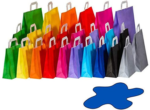 VEPATIM 250 Papiertragetaschen Papiertaschen Flachhenkel 18x8x22cm blau 70gr.