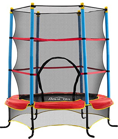HOMCOM 5.2FT Kids Trampoline for Toddlers with Safety Net Enclosure Outdoor Indoor for Age 3-10 Years