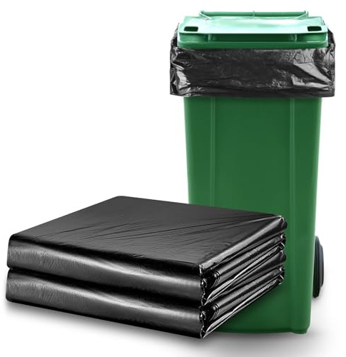 50 Pack Bin Bags 50 Litre Extra Large Heavy Duty Bin Liners Plastic Black Refuse Sacks Rubbish Garbage Bag for Kitchen Home Office