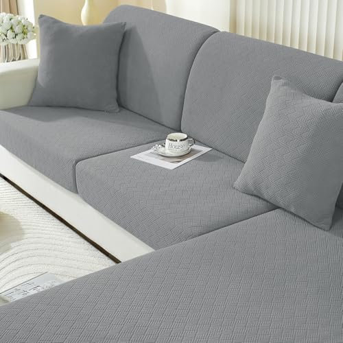 Ystyle Funda Asiento Sofa Elástico, Funda Cojin Sofa Ajustable Antiarañazos, Universal Cubierta Protector De Asiento, Funda De Cojín Separado Antideslizante (Chaise Longue, Gris Claro)