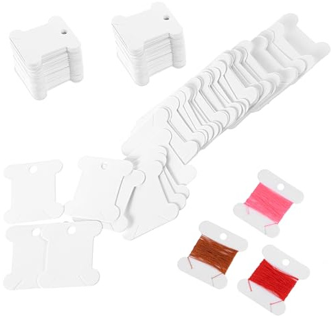 200 Pieces Embroidery Thread Bobbins Cross Stitch Bobbins Cardboard Floss Bobbin Embroidery Floss Bobbin Cardboard Thread Organiser for Embroiderys Flosses Storage DIY Craft Sewing (White)