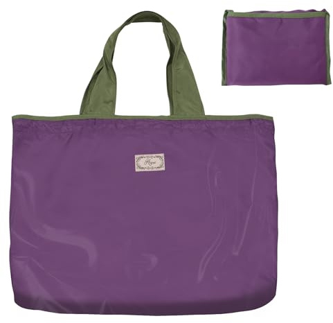 Long Keeper Borsa Spesa Pieghevole Grande Borsa Spesa Riutilizzabile con Coulisse Borse Shopper Tote Bag Ecologiche Borsa per La Shopping Viaggio (Viola)