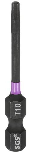 sourcing map Punta per cacciavite a percussione T10 Torx da 1/4 di pollice con gambo esagonale da 5,1 cm di lunghezza, magnetico, senza foro