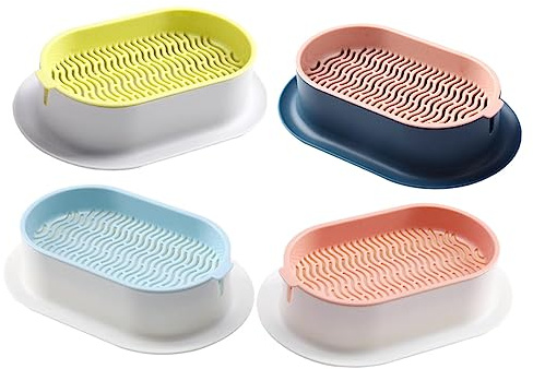 Abaodam 4pcs Cat Grass Planter Tray Set with Soilless Hydroponic Design and Double-layer Separate Plastic Bowls, Creative Catnip Planting Box for Home Use