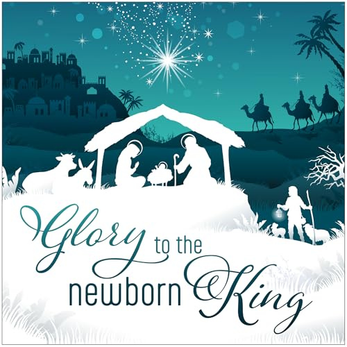 Christliche Weihnachtskarten mit Umschlag Set 10 Stück - Newborn King, 10er Set Weihnachts Klappkarten, Kleine Weihnachtskarten mit Umschlägen auf Englisch, Christian Christmas Cards in English