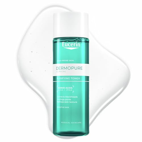 Eucerin DermoPure Clinical Tonico Viso Purificante 200 ml, Tonico astringente pori e anti-punti neri, Toner con Acido Salicilico e Dermoacidi AHA + PHA per pelle grassa e a tendenza acneica