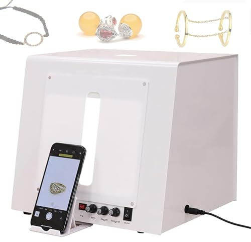 Leuchtkasten, tragbare Fotobox-Kabine für Produktfotografie, professionelles Leuchtkasten-Set für Schmuckfotografie mit 360° elektrisch drehbarem Drehteller, dimmbarem 3000–5500 K-Fotozelt(S)