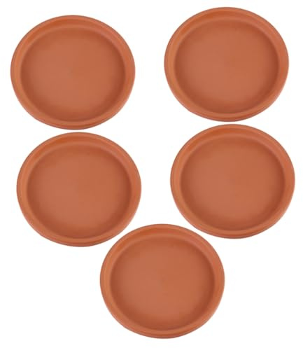 Milisten Soucoupe de Plante Ronde en Terre Cuite 13 Cm Lot de 5 Résistant aux Chocs pour Pots de Fleurs Usage Intérieur Extérieur Accessoires pour Jardin