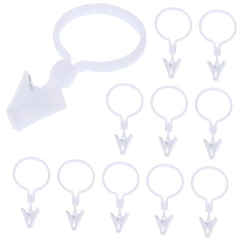 Toyvian 80piezas Anillos para Cortinas Clips Presillas para Varillas Romanas para Cortinas De Baño y Puertas Instalación Rápida Sin Herramientas