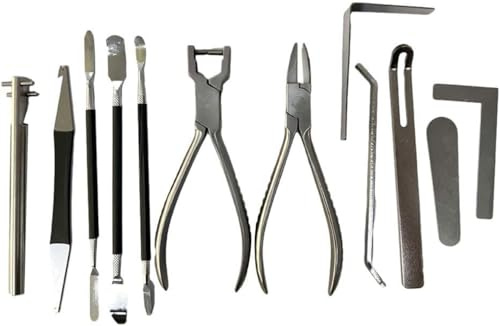 Saxophon-Reparaturwerkzeuge, Professionelles Edelstahl-Reparatur-Werkzeug-Set für Saxophon, Klarinette und andere Instrumente(12 stück)