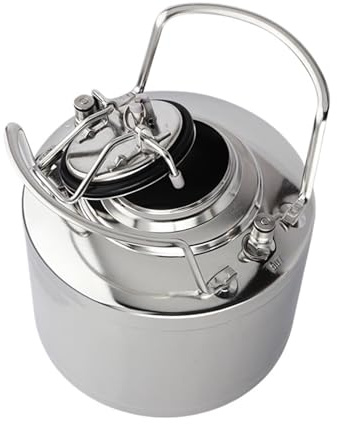 Barile da 6 litri, barile for birra e vino in acciaio inox con chiusura a sfera, mini barile con maniglia/coperchio for bar for feste di homebrewing