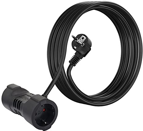 KEAGAR Cavo di prolunga esterno 2 m, IP44, con 2 prese a contatto di protezione, per casa Biro e ambienti umidi, per presa 2 x 1,0 mm², fino a 250 V/16 A, nero