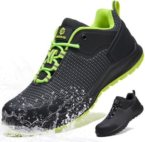Scarpe Antinfortunistiche Uomo Donna ESD S3 Scarpe da Lavoro Metal Free SRC FO Scarpe da Cantiere Impermeabili Verde 43