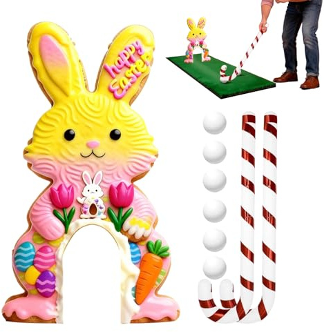 Golf spel set för barn – bärbar aktivitet för påsk | minigolfset med racketar och bollar, för familjefest inomhus vardagsrum sovrum lekrum barn och vuxna