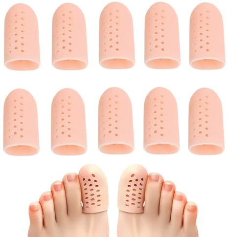 MUNZE Protege Orteil Silicone, 10 Pièces Capuchons Respirants Taille Unique, Protection Pour Cors, Ampoules, Ongles, Couleur Chair