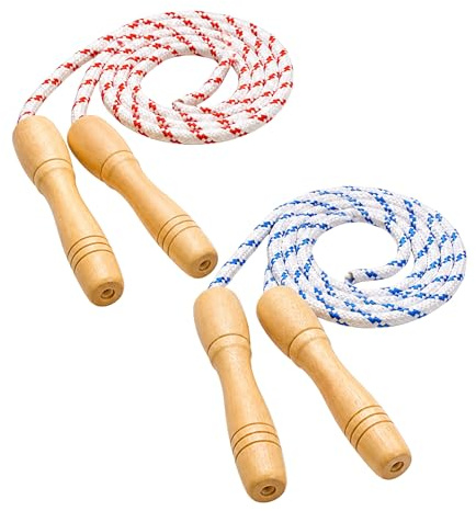 2 PCS 200cm Long Skipping Rope, Fitness Jump Rope with Wooden Handles, Jumping Rope for Group Skipping, Cardio Workout, Outdoor Fun, School Sport & Party Game