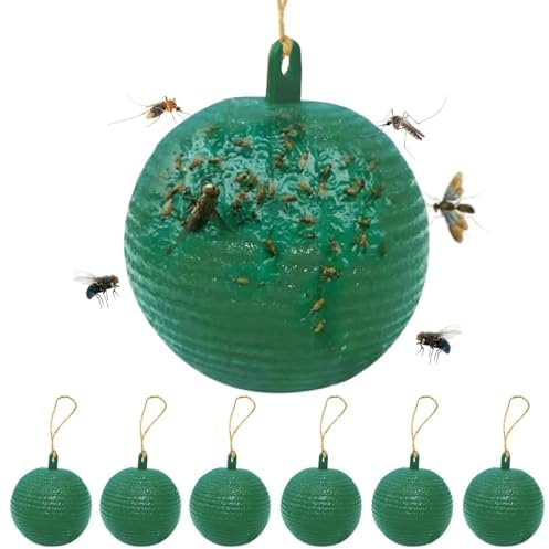 Boule Anti Mouche 6PCS Mouches de Fruits Boules, Piege a Mouche, Boules de pièges à Mouches, Boule Anti Mouche Attrape-parasites Extérieur, pour De Cours, Vergers (Vert)