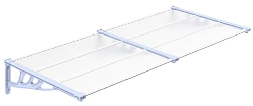Kaorsrow Marquesina para puerta gris transparente 199 x 90 cm, toldo para puerta de entrada y entrada, toldo de policarbonato con placas huecas para casas unifamiliares y bifamiliares