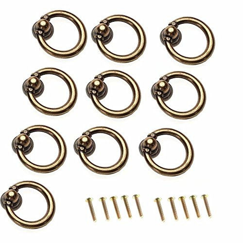 FBSHOP(TM) 10 Stück Antikes Messing Ring-Form Zink-Legierung Möbelknauf/Möbelknopf/Türknauf/für Küchenschränke, Schränke, Kleiderschrank, Schublade, Anrichte, Möbel Hardware