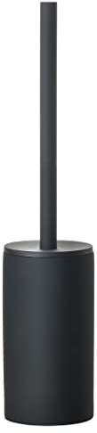 Zone Danmark Solo toalettborste, badrum toalettborste med hållare, hygienisk WC rengöringsborste, mjuk beröring keramik och rostfritt stål, hög smal design 44,8 cm, svart