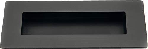 JUVA Muschelgriff Schiebetür Einlassgriff eckig Schiebetürgriff schwarz - Alpine Style H10188 | 120 x 50 mm | Schrankgriff handgefertigt im Landhausstil | 1 Stück - Möbelgriff Antik zum Einlassen