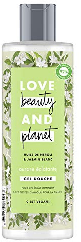 Love Beauty & Planet Duschgel für Damen, strahlende Aurora, Neroliöl und weißer Jasmin, vegan, 92% natürliche Inhaltsstoffe von natürlichem Orogin (400 ml)