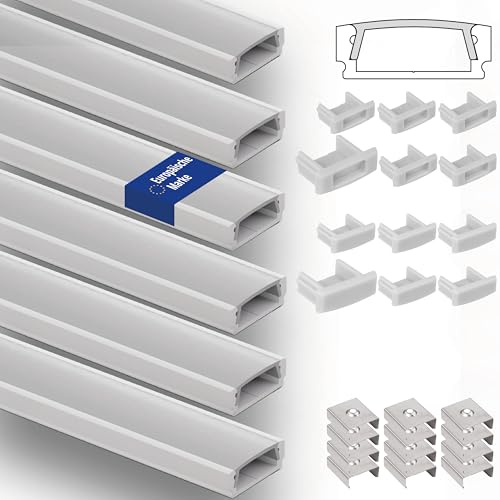 INNOVATE LED Leiste Aluminium Weiß-Milchig [6x1m Aufbauprofil U-12 SLIM Aluprofil LED Streifen Set] U Profil Aluminium Indirekte Beleuchtung I Lichtleiste Deckenleisten