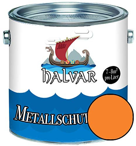 Halvar Vernis de protection métallique à paillettes Orange RAL 2000-2012 Peinture métallique ultra résistante aux intempéries et protection parfaite pour longue durée en métal, orange