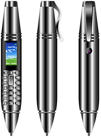 Asudaro Mini-Mobiltelefon, AK007 0,96-Zoll-Mini-Handy in Stiftform, Mini-Bluetooth-Dialer für Telefon, 2G-Dual-SIM-Karte GSM-Dialer-Handy mit Kamera und Rekorder Schwarz