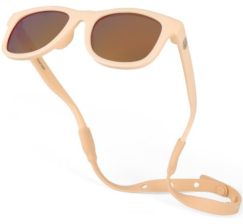 BABY SUNNIES Baby Sonnenbrille Polarisiert mit Riemen - UV400, 0-24 Monate, Pfirsich - Flexibel & Unzerbrechlich - Verstellbares Neoprenband - Sonnenbrille Baby