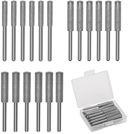 18 PCS Diamond Chainsaw Sharpener Chainsaw Diamond Sharpener in 3 Size Diamond Chainsaw Sharpener Burr, Polishing Grinding Tool for Electric Chain Saw, Stone Carvings, Jewelry(4mm, 4.8mm, 5.5mm)