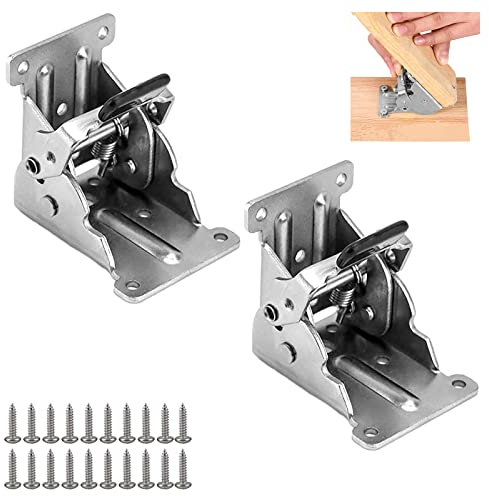 Ruikdly Klappscharnier 2 Stück Tischbeine Klappbar Verriegelung 90 Grad für Tisch Bett Aufschraubscharnier Schrankscharnier Nickelplattiert Stahl mit vernickeltem Finish Silber 2 Stück