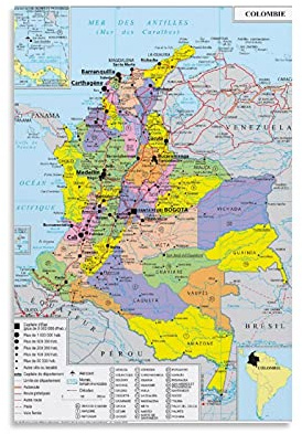 Geopolitische Karte von Kolumbien, Leinwand-Kunst-Poster und Wandkunstdruck, moderne Familie, Schlafzimmer, Dekoration, Poster 50 x 75 cm