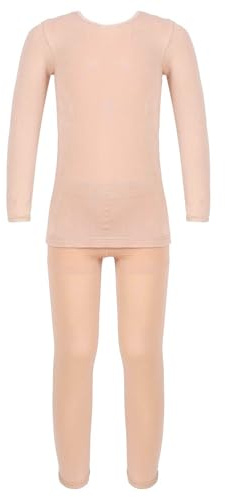 Freebily Justaucorps Gymnastique Enfant Garcon Fille Haut Thermique + Pantalon Athlétique Doublé Polaire Ensemble sous-vêtement Thermique Compression 3-10 Ans Chair épaisse 9-10 Ans