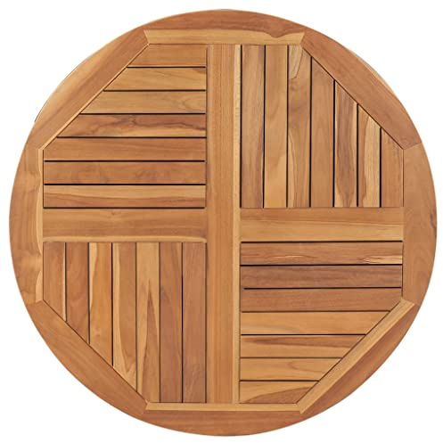 Tidyard Tischplatte Massivholzplatte Holzplatte Ersatztischplatte Holz Platte für Esstisch Esszimmertisch Massivholz Teak Rund 2,5 cm 90 cm