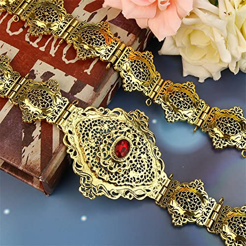 Cinturón de bronce para mujer, cinturón de caftán marroquí, joyería de boda, cadena tradicional Abaya