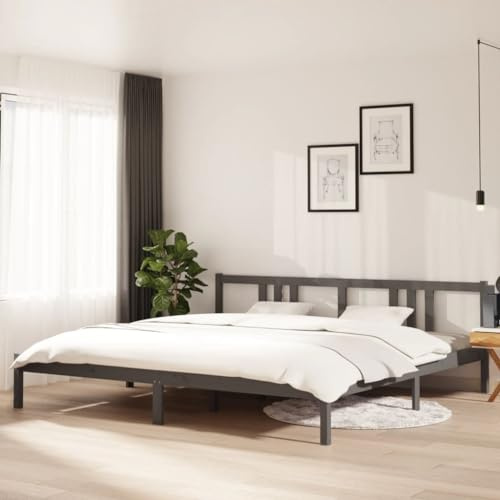 ZQQLVOO Bettgestell Familienbett Palettenbett Massivholzbett Grau 200x200 cm
