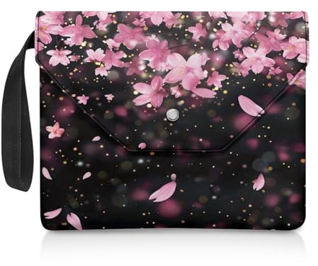 NETILGEN Buchhüllen für Taschenbuch, wiederverwendbare Buchschutzhüllen mit Tragegriff, waschbar, 11,8 x 9,4 Zoll, Kirschblüte
