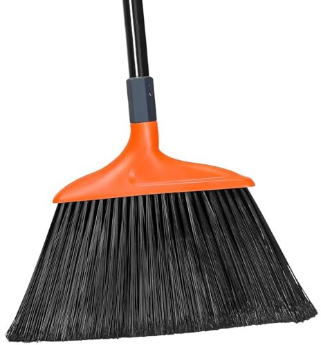 TreeLen Scopa ad angolo con manico lungo, larga 36,8 cm, per garage, cortile, marciapiedi, ponti e superfici esterne, perfetta per casa, cucina, stanza, pavimento dell'ufficio