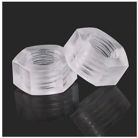 5/10/50 Stück M2 M2.5 M3 M4 M5 M6 M8 M10 M12 Transparente Nylon-Sechskantmutter Transparente Kunststoff-Sechskantmutter(5pcs,M3)
