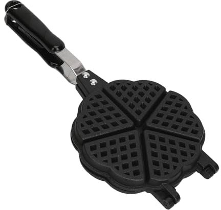 Macchina per Waffle in Ghisa, Piastra per Waffle con Manico Lungo, Fornello da Campeggio Portatile Padella in Alluminio per Waffle per Colazione in Famiglia, Pancake, bignè