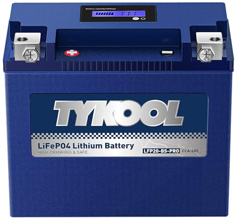 YTX20-BS Lithium LiFePO4 Motorcycle Battery, 12V 12Ah, 600CCA, Built in BMS, Powersports Battery,for ATV,UTV,Jet Ski,PWC