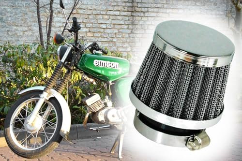 Tuning Sport Luftfilter Stahlgewebe mit Schelle verschiedene Anschluss Durchmesser 28 32 35 42 48 52 oder 54mm kompatibel mit Motorrad Roller Quad (28mm)