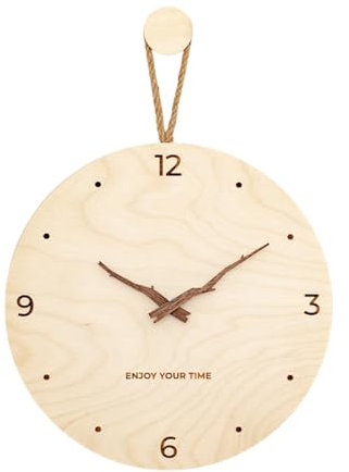 Fenteer Hölzerne Wanduhr, dekorative Uhr, kreativ, nordisches rundes Wandornament, leise Uhr für Wohnzimmer, Schlafzimmer, Heimdekoration