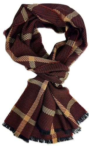 Wollschal Herrenschal Winterschal warm angenehm weich Wolle Karo in orange Made in Germany